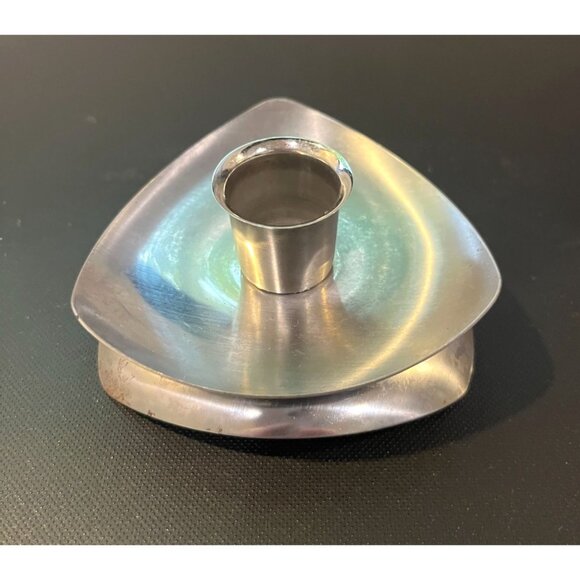 Danish Styler Avon Mid-Century Modern Stainless Steel Taper Candle Holder - Picture 3 of 9